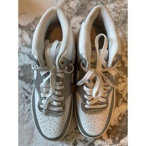 Nike Air Force 1 High Top Sneakers White Silver Size 9